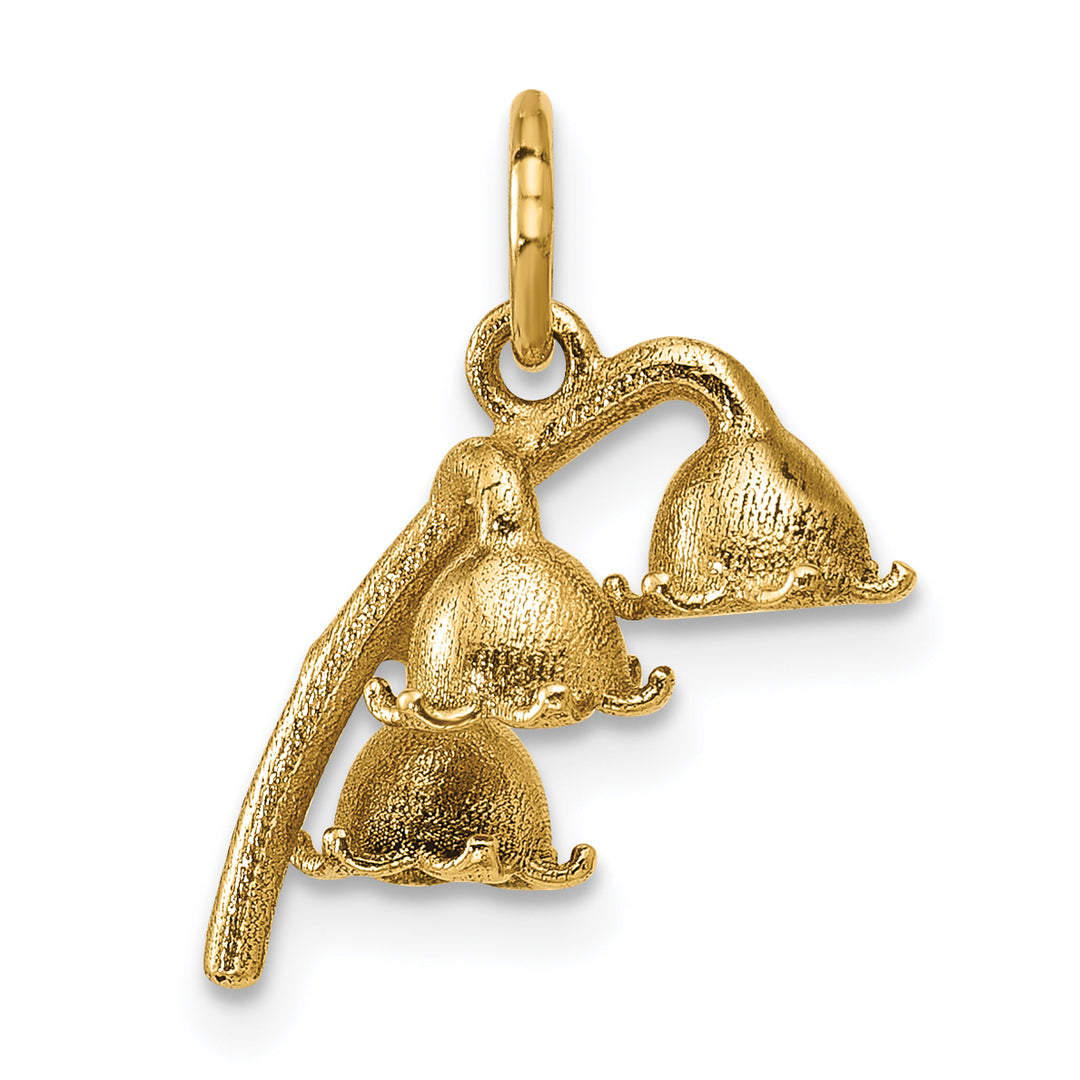 14K Yellow Gold Polished Finish Lily of the Valley Pendant