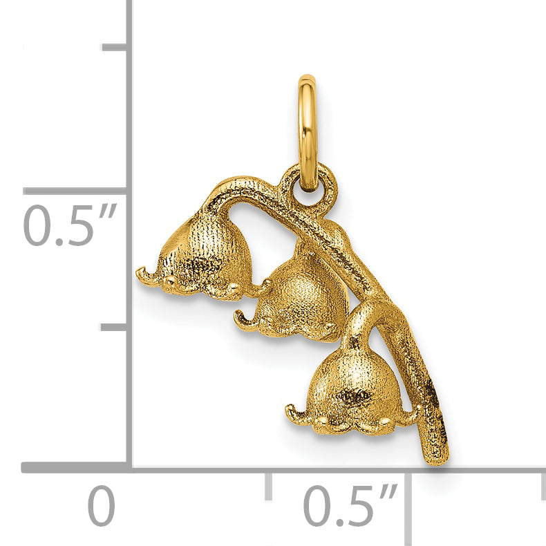 14K Yellow Gold Polished Finish Lily of the Valley Pendant