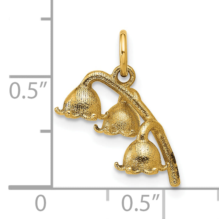 14K Yellow Gold Polished Finish Lily of the Valley Pendant