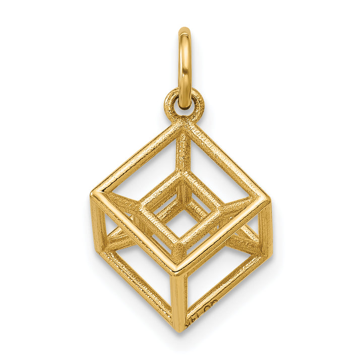 14K Yellow Gold Polished Hypercube Shape Pendant