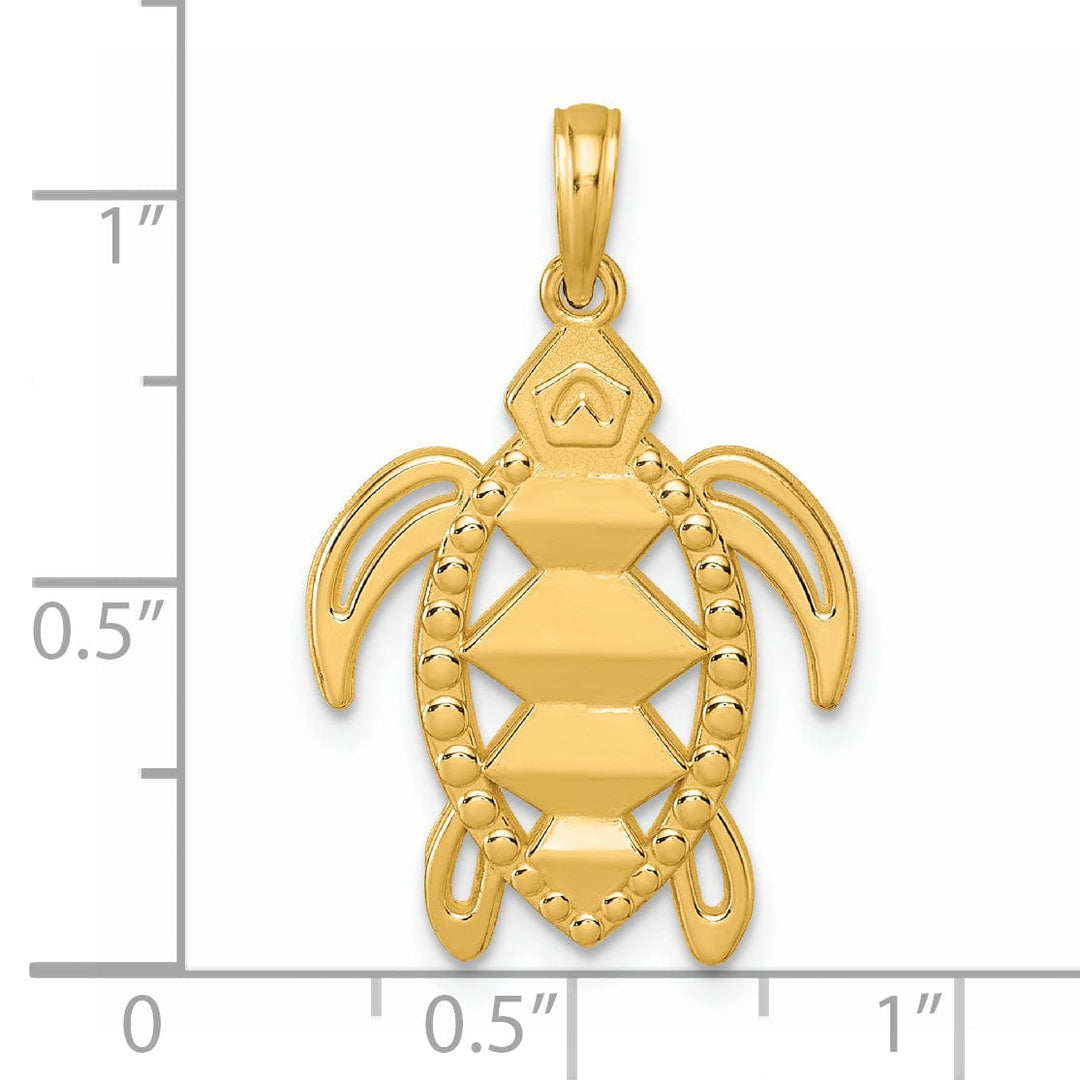 14K Yellow Gold Polished Finish Turtle Design Pendant
