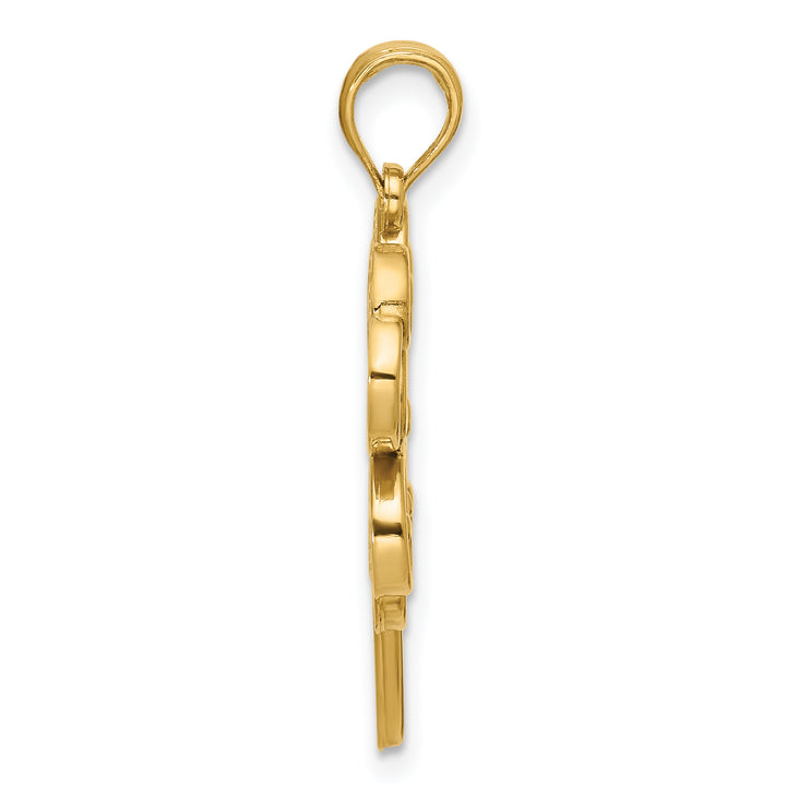 14K Yellow Gold Polished Fancy Four Leaf Clover Pendant