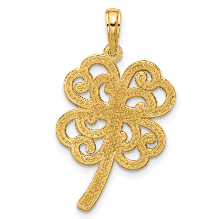 14K Yellow Gold Polished Fancy Four Leaf Clover Pendant