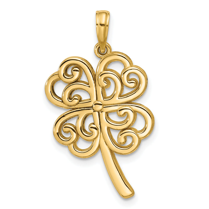14K Yellow Gold Polished Fancy Four Leaf Clover Pendant
