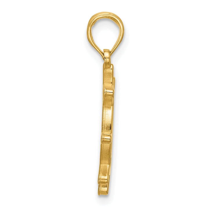 14K Yellow Gold Turtle in Ship Wheel Design Pendant