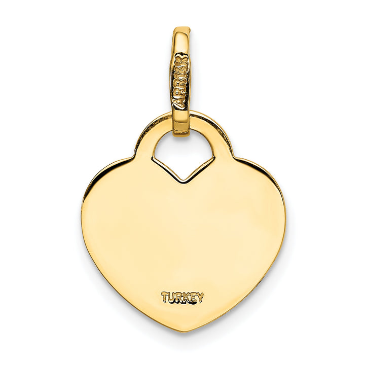 14k Yellow Gold Polished Heart Shaped Disc Pendant