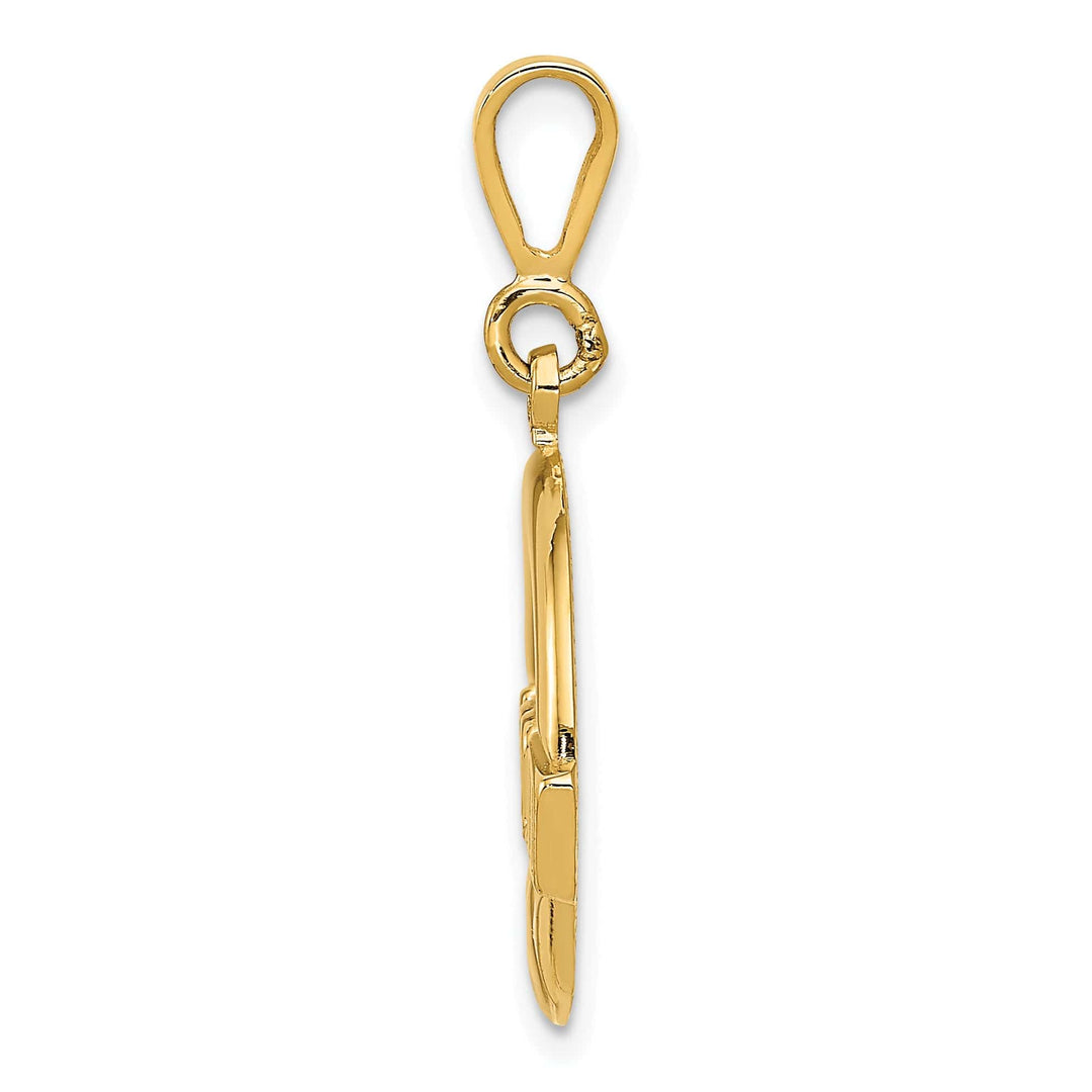 14k Yellow Gold Polished Finish Claddagh Pendant