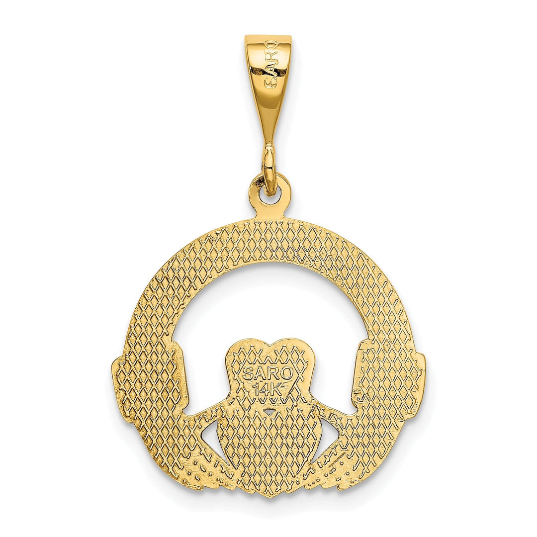 14k Yellow Gold Polished Finish Claddagh Pendant