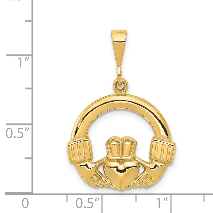 14k Yellow Gold Polished Finish Claddagh Pendant