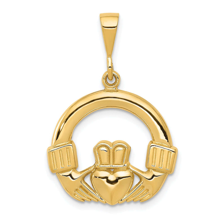 14k Yellow Gold Polished Finish Claddagh Pendant