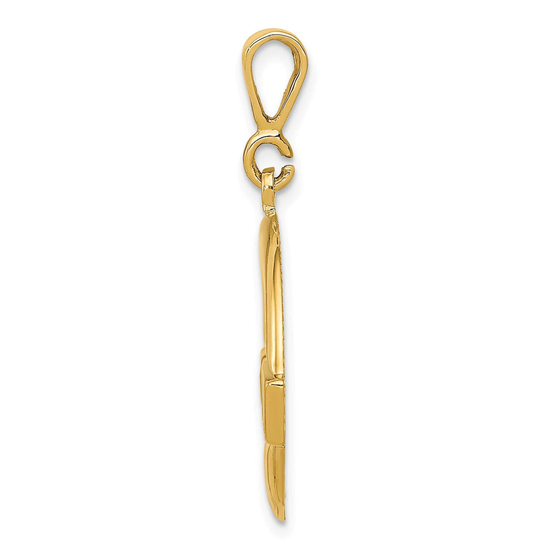 14k Yellow Gold Polished Finish Men's Claddagh Pendant