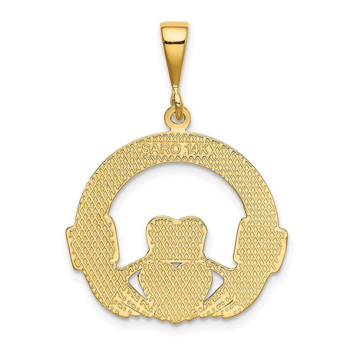 14k Yellow Gold Polished Finish Men's Claddagh Pendant