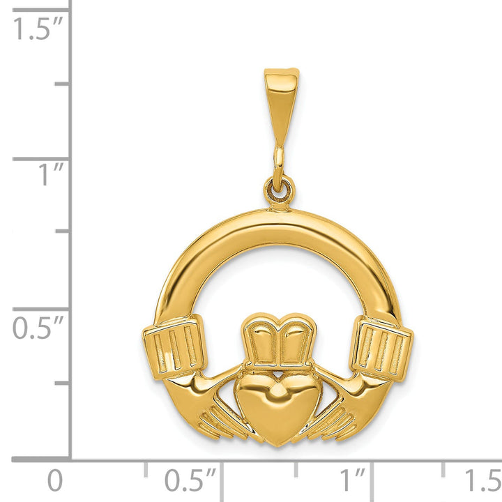 14k Yellow Gold Polished Finish Men's Claddagh Pendant