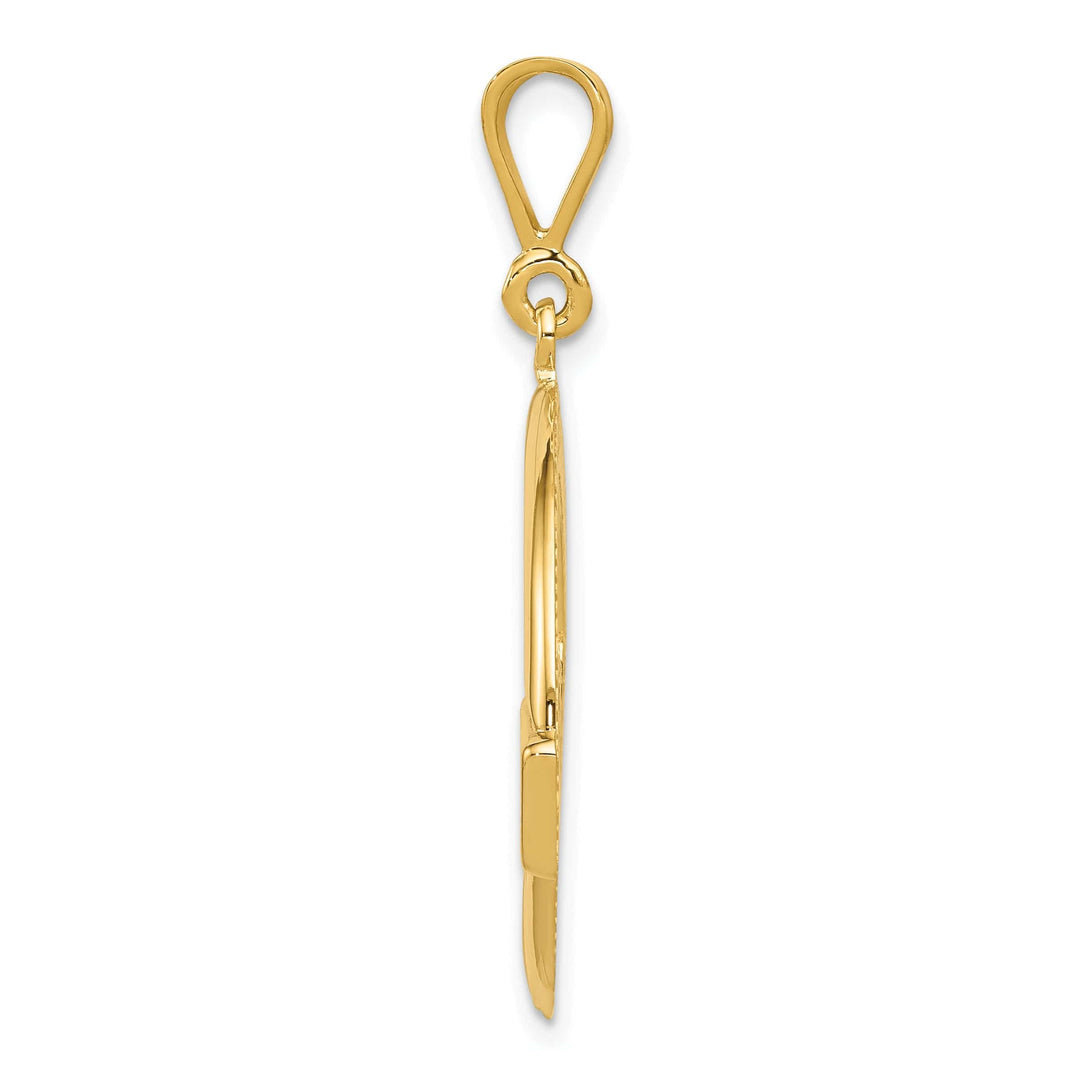 14k Yellow Gold Polished Finish Claddagh Pendant