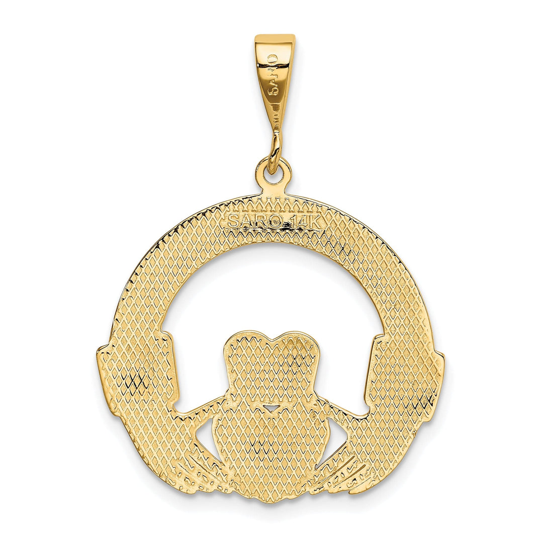 14k Yellow Gold Polished Finish Claddagh Pendant