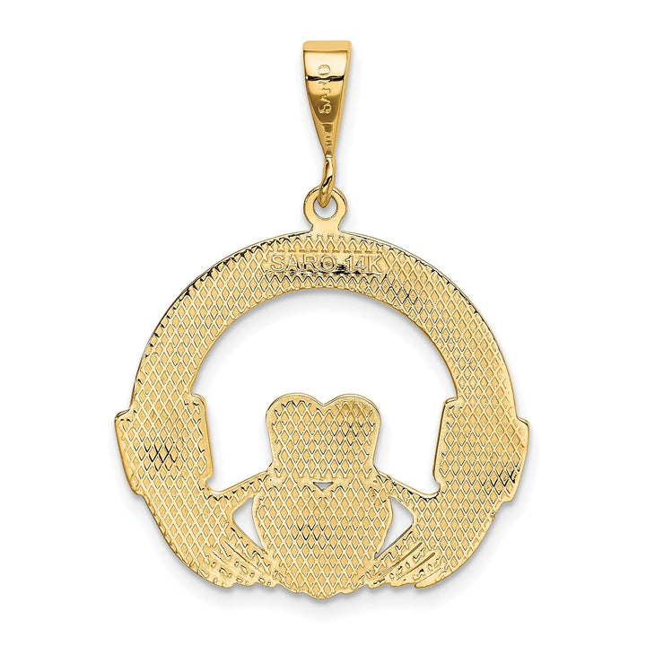 14k Yellow Gold Polished Finish Claddagh Pendant