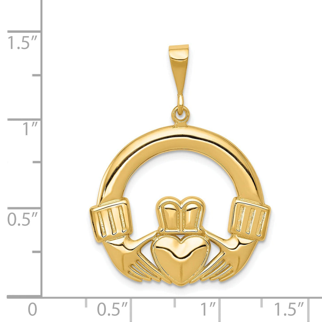 14k Yellow Gold Polished Finish Claddagh Pendant