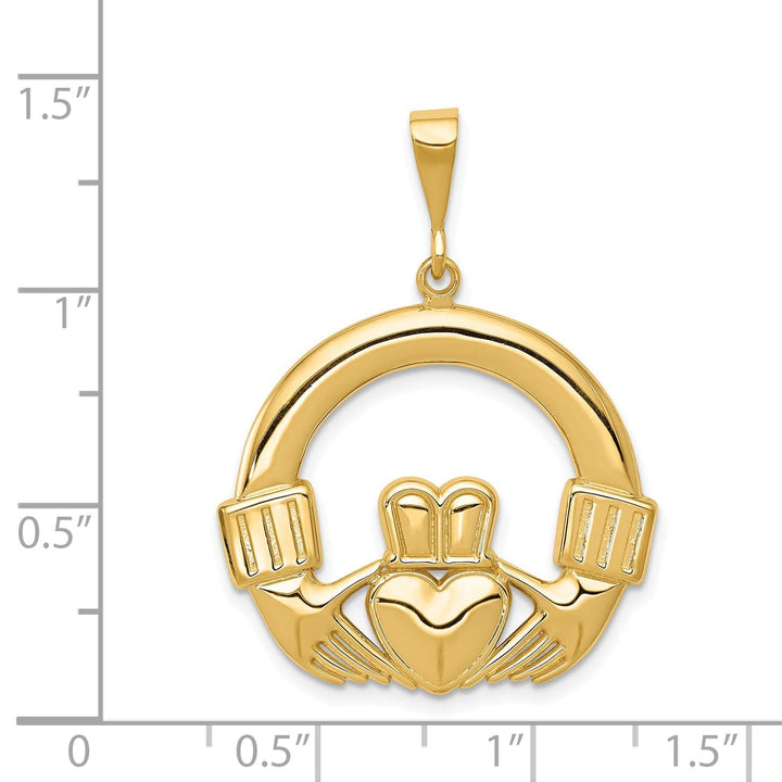 14k Yellow Gold Polished Finish Claddagh Pendant