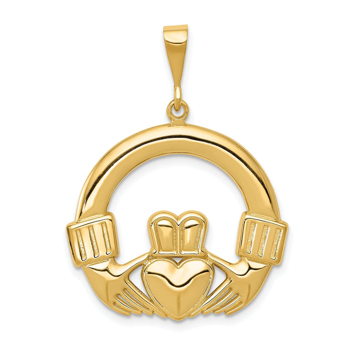 14k Yellow Gold Polished Finish Claddagh Pendant