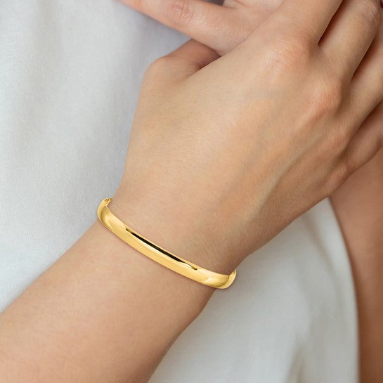 14k Yellow Gold Solid Half-Round Slip-On Bangle