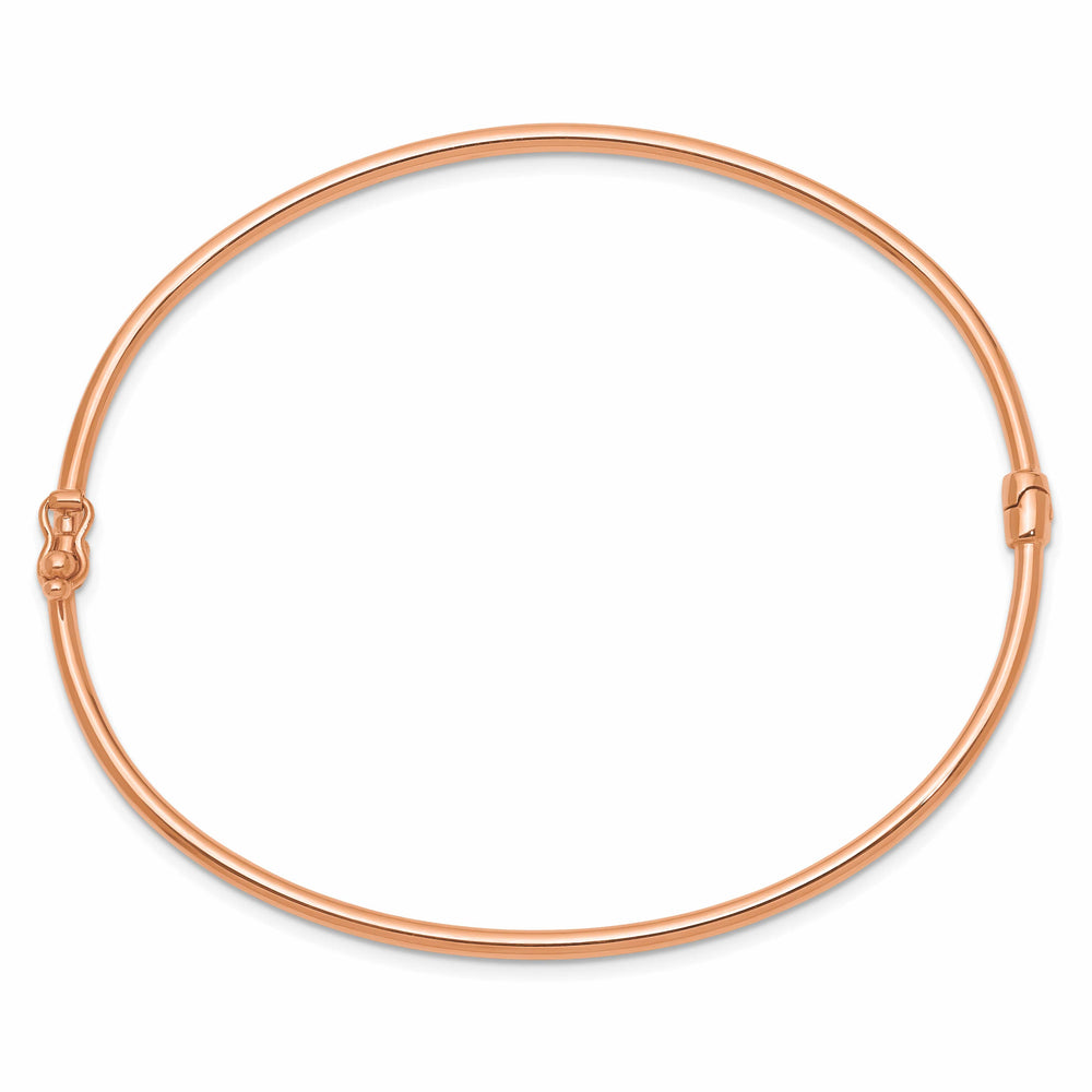 14k Rose Gold Polished 2.00mm Hinged Oval Bangle Bracelet