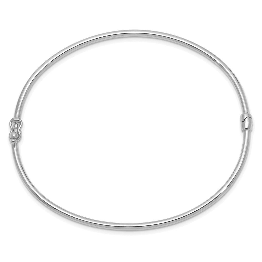 14k White Gold Polished 2.00mm Hinged Oval Bangle Bracelet