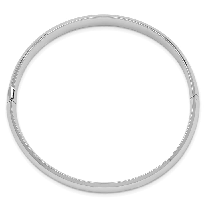 14k White Gold High Polished 8.00mm Hinged Oval Bangle Bracelet