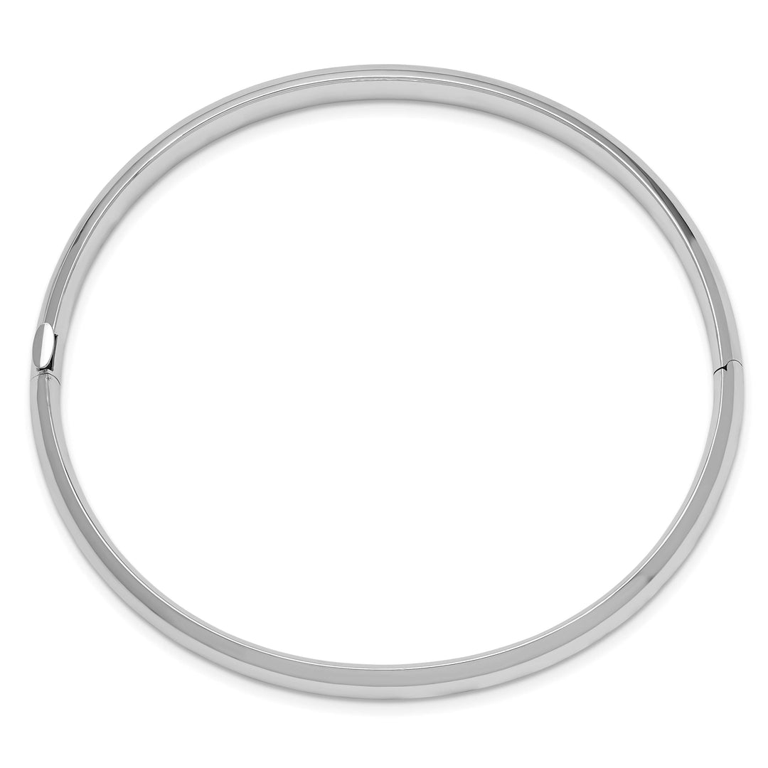 14k White Gold High Polished 6.00mm Hinged Oval Bangle Bracelet