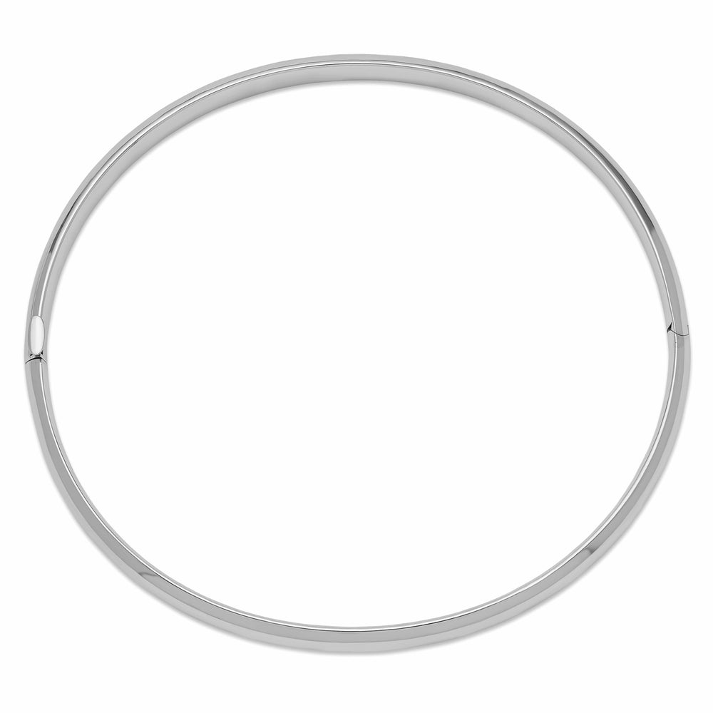 14k White Gold High Polished 5.00mm Hinged Oval Bangle Bracelet