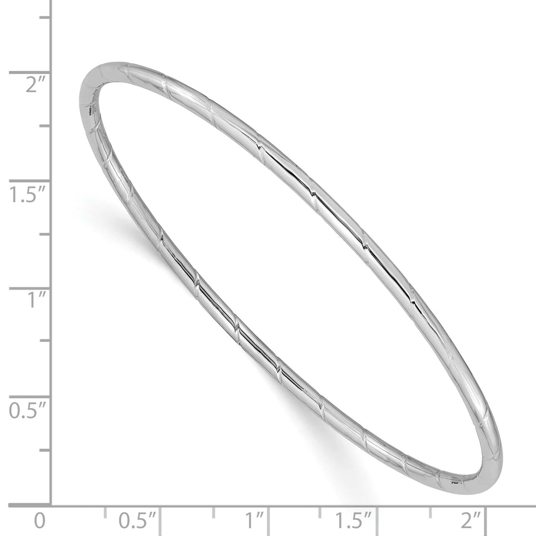 14k White Gold Polished Grooved 2.50mm Slip-on Round Bangle Bracelet
