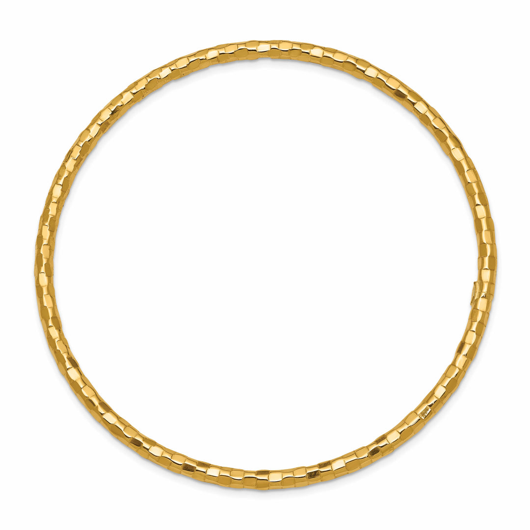 14k Polished Textured 3.00mm Slip-on Round Bangle Bracelet