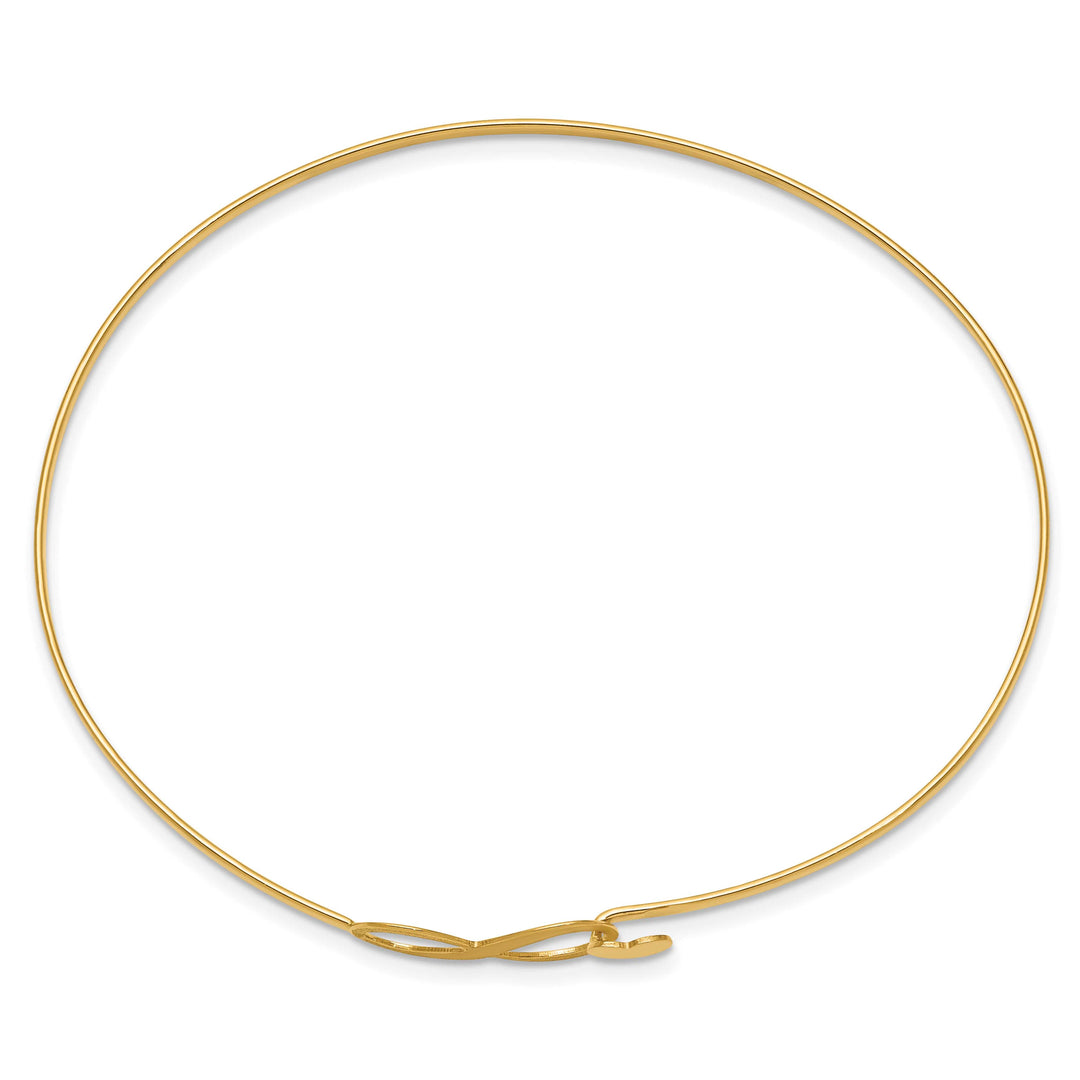 14K Brushed and Infinity and Heart Clasp 1.65mm Flexible Oval Bangle