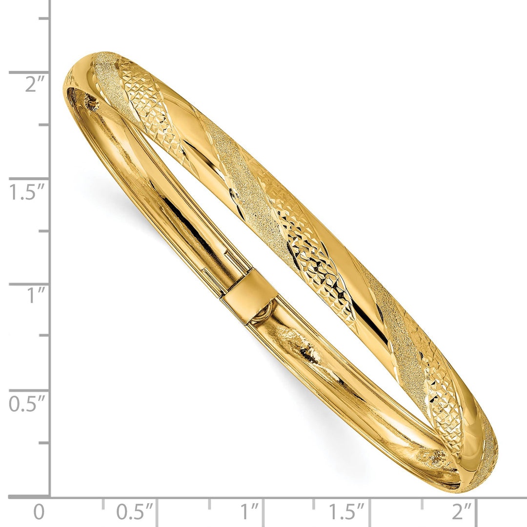 14k Textured and Diamond-cut Twist Pattern 6.20mm Flexible Oval