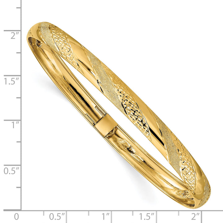 14k Textured and Diamond-cut Twist Pattern 6.20mm Flexible Oval