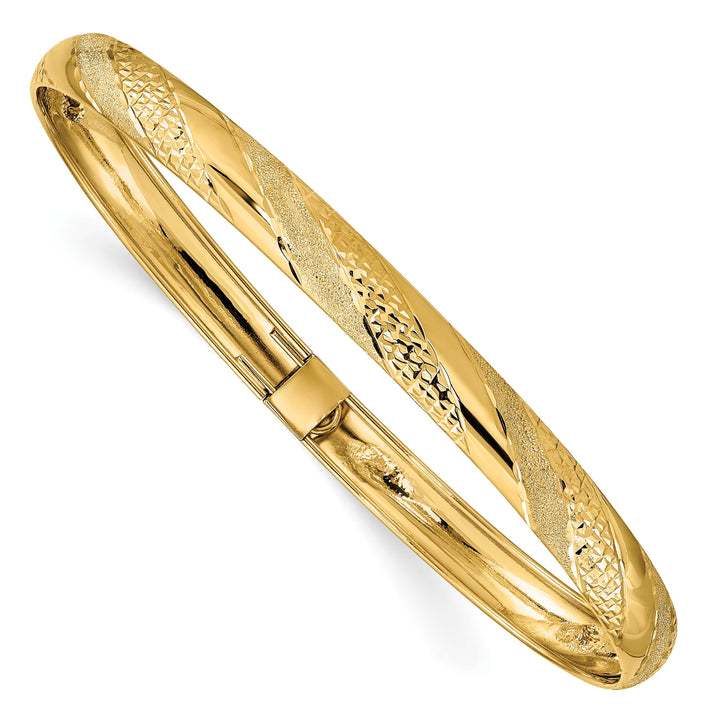 14k Textured and Diamond-cut Twist Pattern 6.20mm Flexible Oval