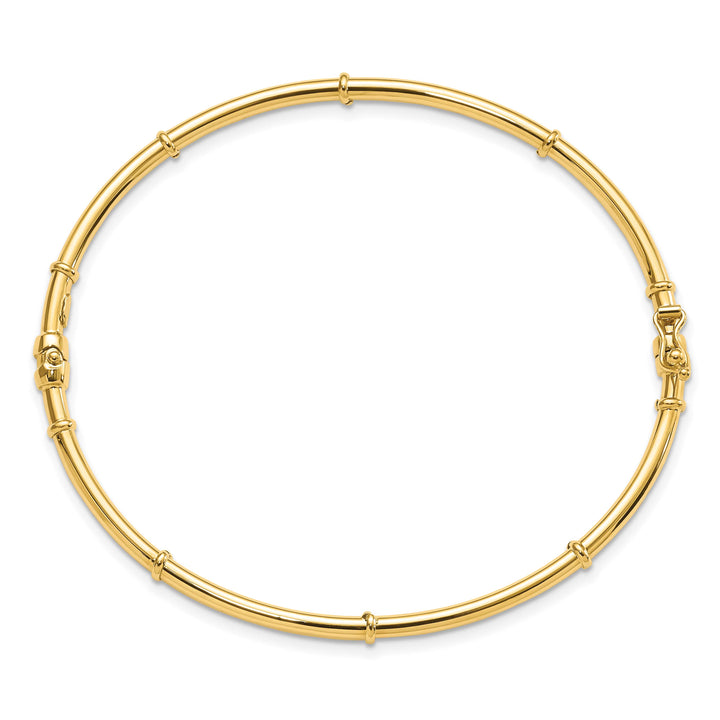 14K Polished Fancy 3.50mm Hinged Oval Bangle Bracelet