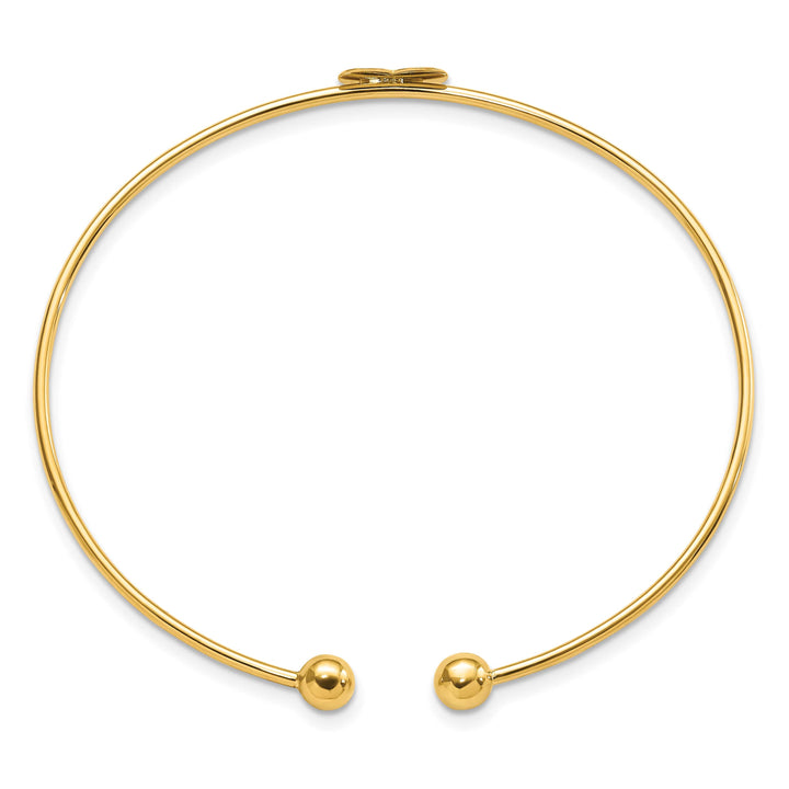 14K Polished Heart 1.50mm Flexible Oval Bangle Bracelet