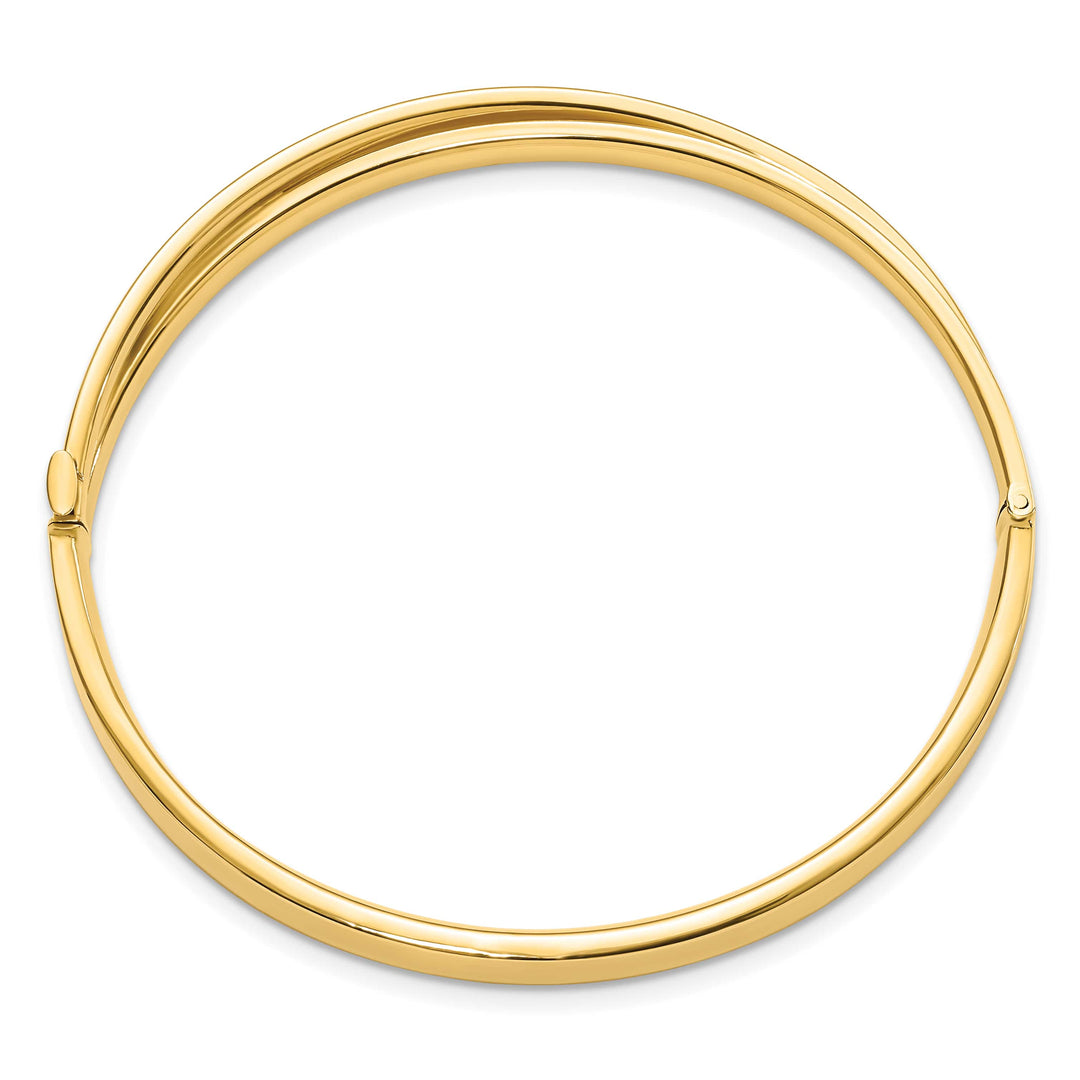14k 4/16 Polished Criss-Cross 3.65mm Hinged Oval Bangle Bracelet