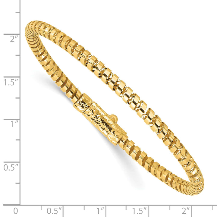 14K and Diamond-cut Fancy Spiral 3.75mm Flexible Oval Bangle Bracelet