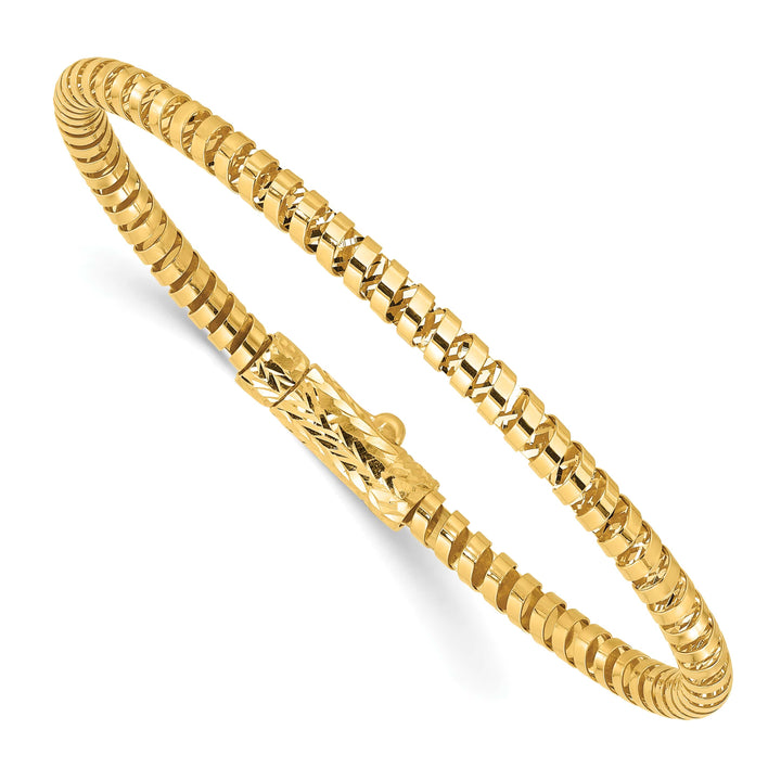 14K and Diamond-cut Fancy Spiral 3.75mm Flexible Oval Bangle Bracelet