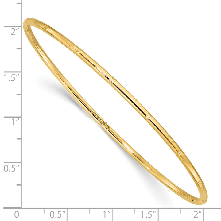 14k Polished Diamond-cut 2.00mm Slip-on Round Bangle Bracelet
