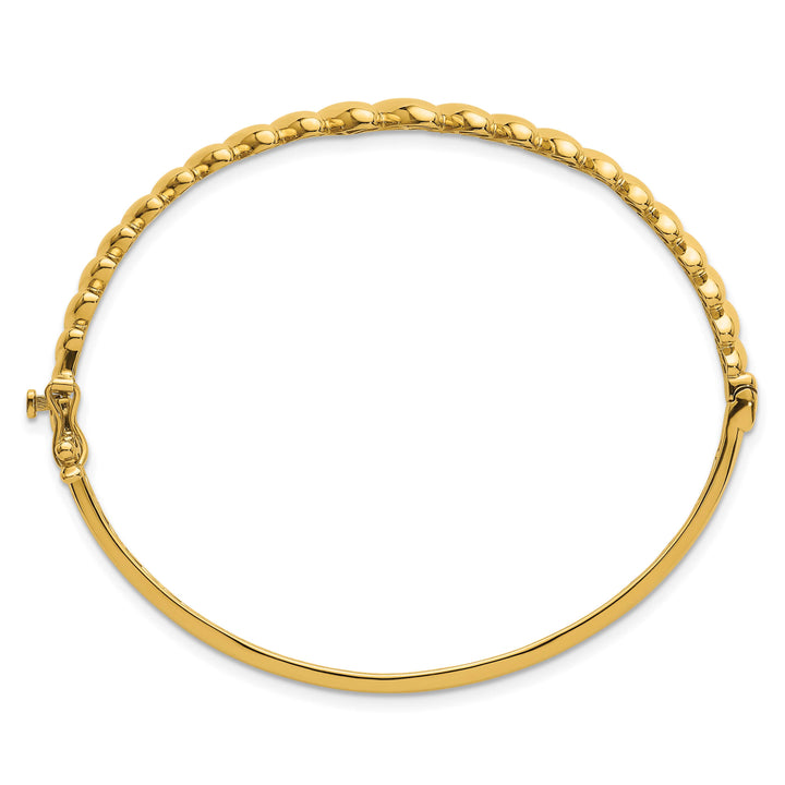 14k Polished Graduated Ovals Fancy Hinged Oval Bangle Bracelet