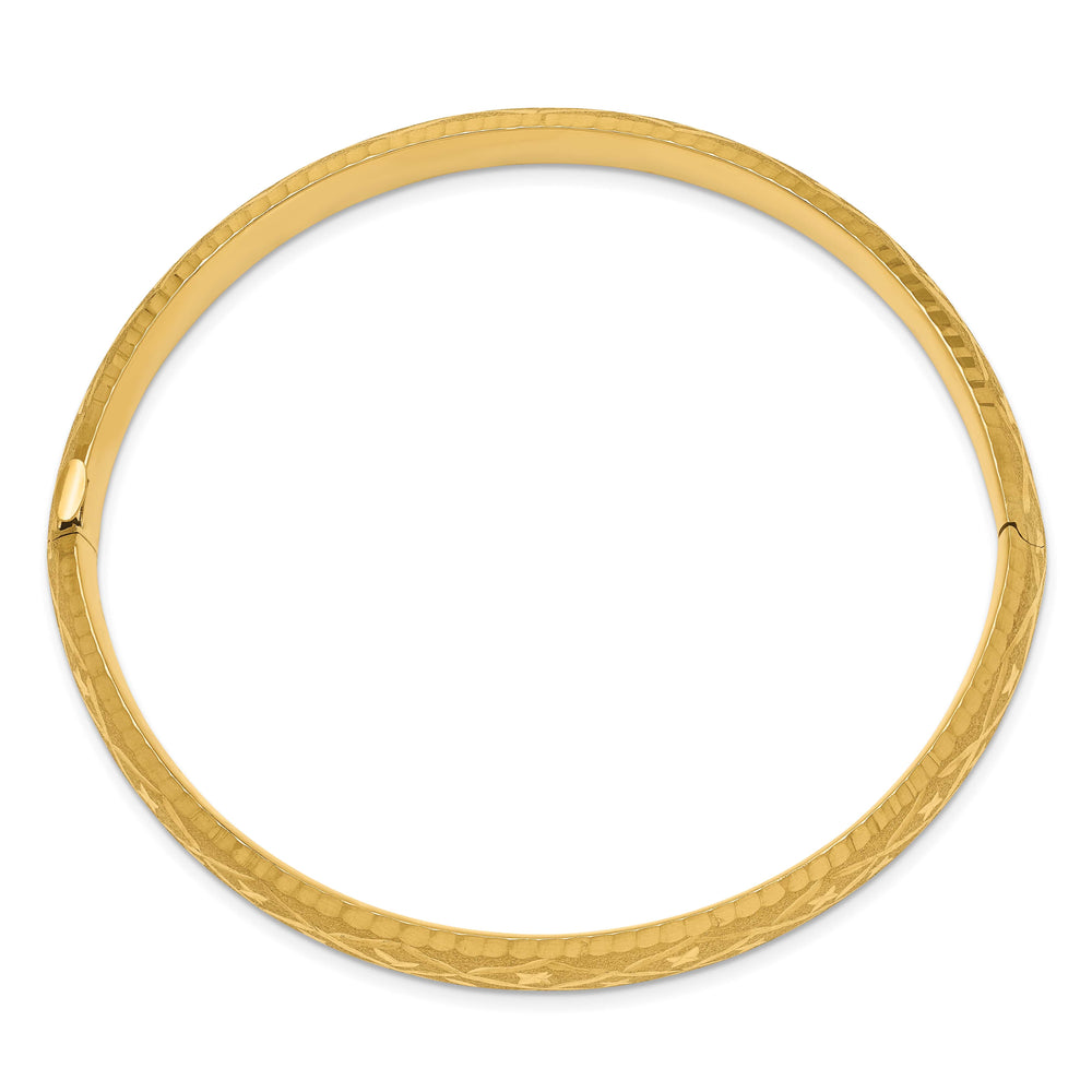 14k 5/16 Diamond-cut Fancy 8.75mm Hinged Oval Bangle Bracelet