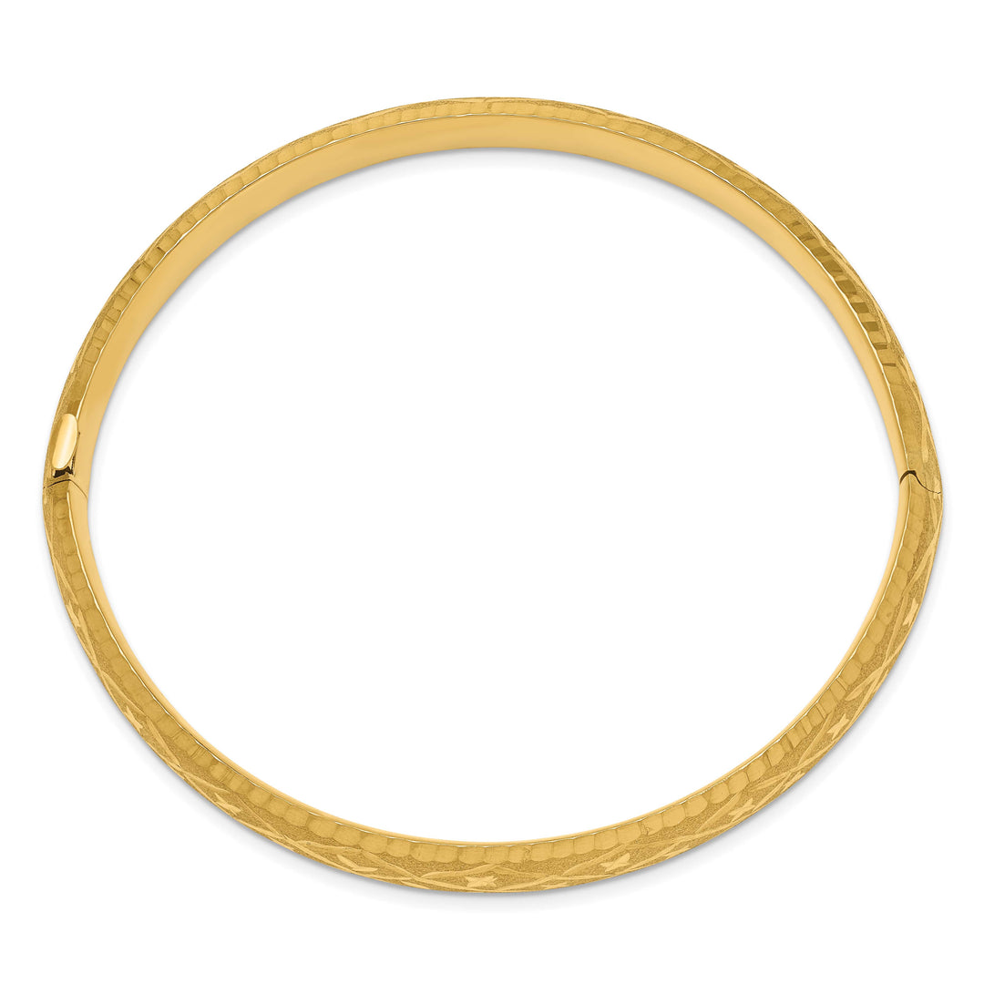 14k 5/16 Diamond-cut Fancy 8.75mm Hinged Oval Bangle Bracelet