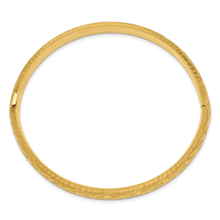 14k 5/16 Diamond-cut Fancy 8.75mm Hinged Oval Bangle Bracelet