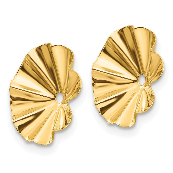 14k Yellow Polished Finish Fancy Fluted Earring Jackets