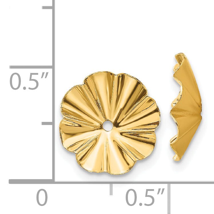 14k Yellow Polished Finish Fancy Fluted Earring Jackets