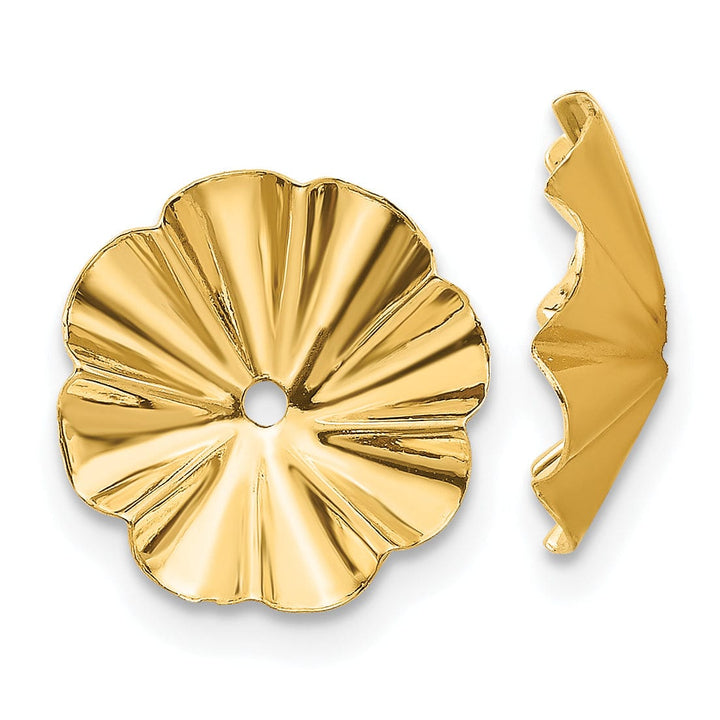 14k Yellow Polished Finish Fancy Fluted Earring Jackets