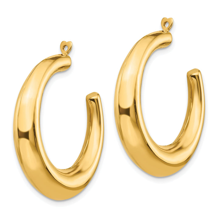 14k Yellow Gold Polished Hollow Tapered Hoop Earring Jackets