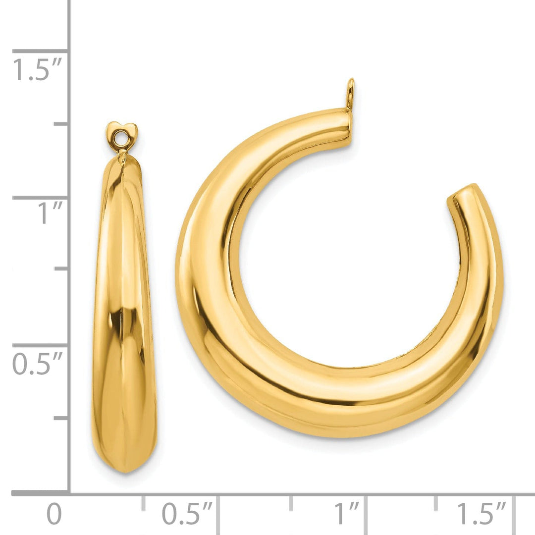 14k Yellow Gold Polished Hollow Tapered Hoop Earring Jackets